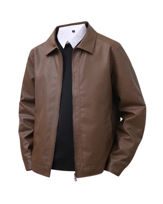 Elegant Leather Bomber Jacket