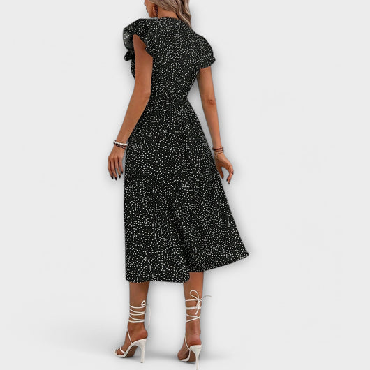 Stylish Polka-Dot Midi Dress