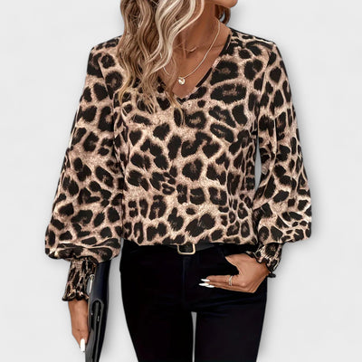 Wild and Stylish Leopard Blouse with V-Neck