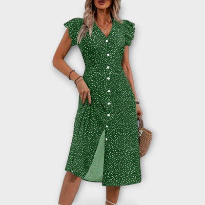 Stylish Polka-Dot Midi Dress