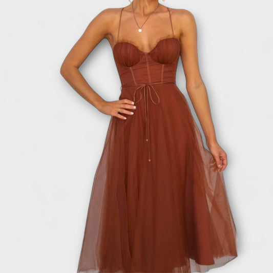 Modern princess chiffon dress with straps for parties