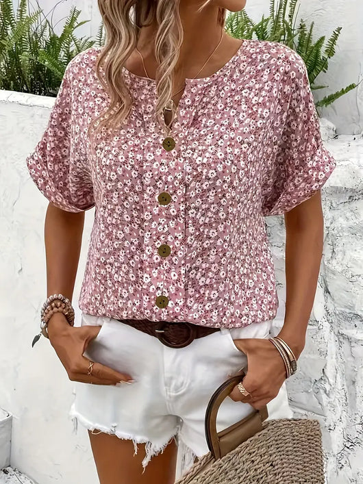 Verna™ - Chic Floral Print Blouse