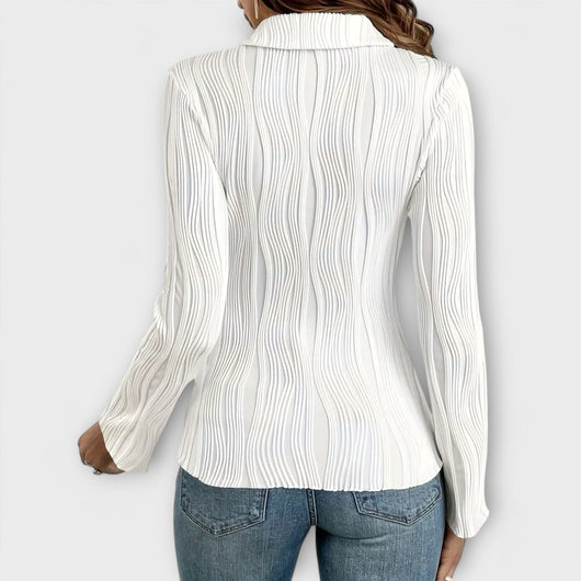 Natalie – Long Sleeve Polo Blouse for Spring
