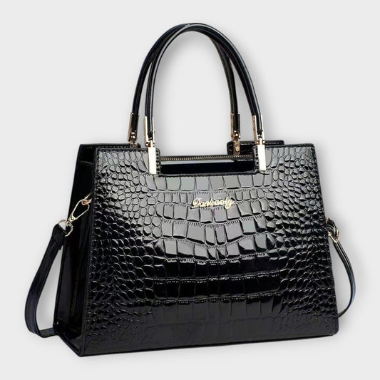 Lora. - Glossy Crocodile Pattern Handbag