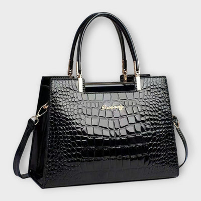Lora. - Glossy Crocodile Pattern Handbag