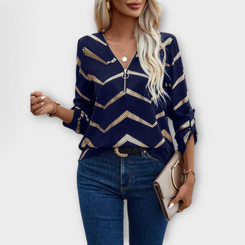 Emma – Timeless Chic Blouse with Half Zip