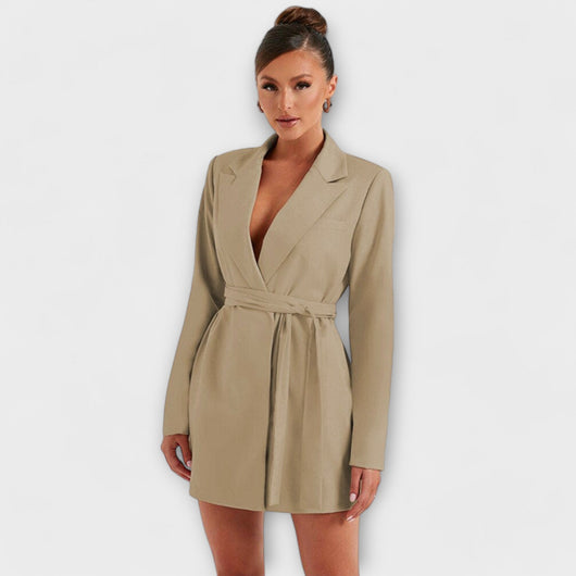 Blazer Dress with V-Neck