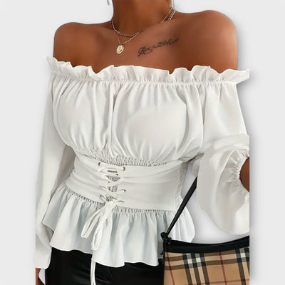 Amelia – Blouse with Ruffle Details