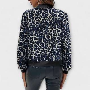 Leopard Patterned Jacket with Zipper