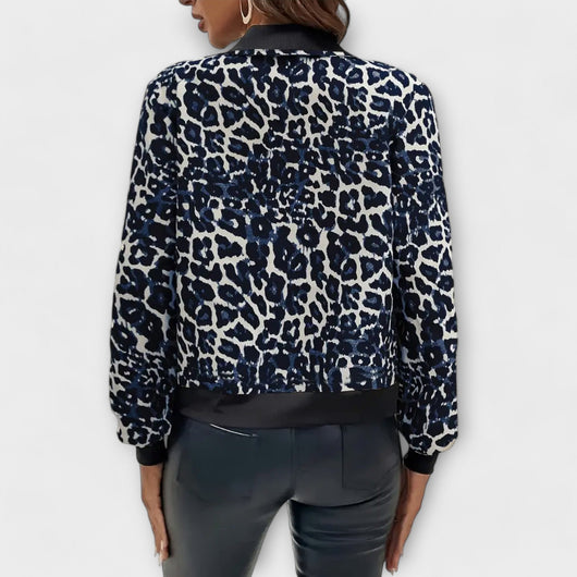Leopard Patterned Jacket with Zipper