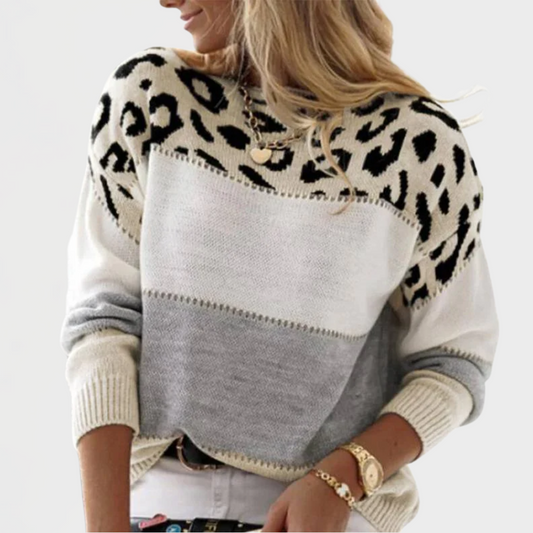 Cheyenne - Casual Sweater with Leopard Design