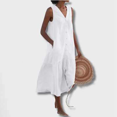 Lena- Midi Dress with Button Row