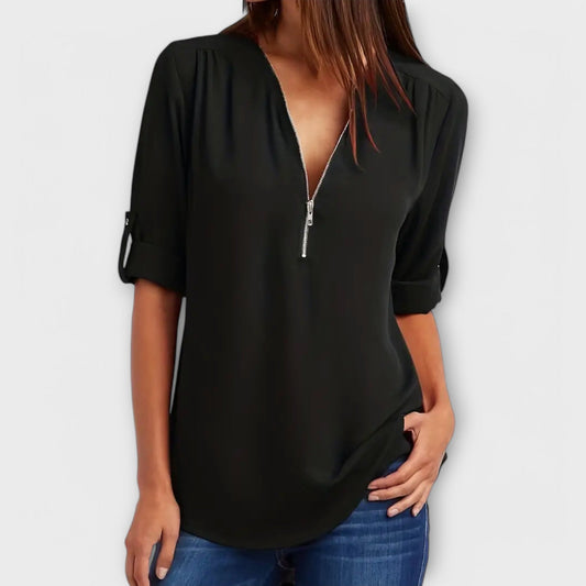 Olivia – The Relaxed V-Neck Blouse