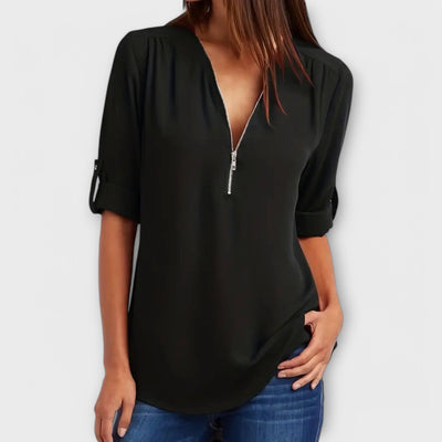 Olivia – The Relaxed V-Neck Blouse