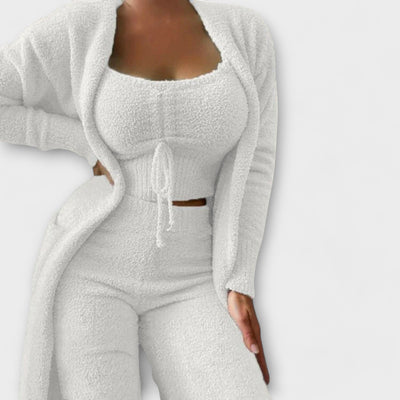 3-Piece Pajama Set with Winter Paisley Pattern