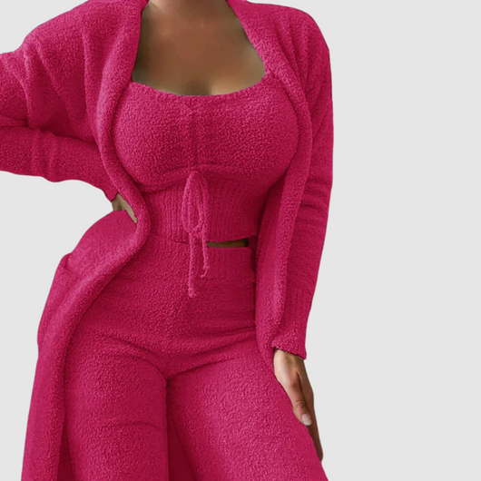 3-Piece Pajama Set with Winter Paisley Pattern