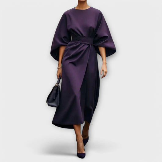Sonia | Elegant Belted Lantern Sleeves Dress
