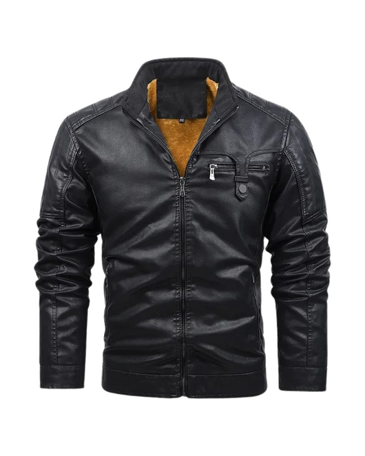 Retro Fleece Lined Leather Jacket