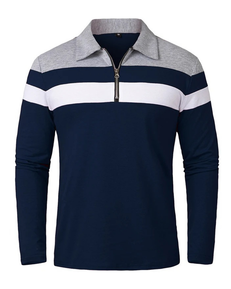 Elegant Stripped Zip Sweater