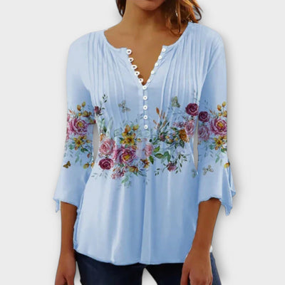 Juliane - V-neck Blouse with Sleeves