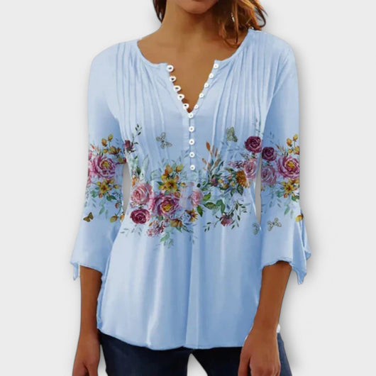 Juliane - V-neck Blouse with Sleeves