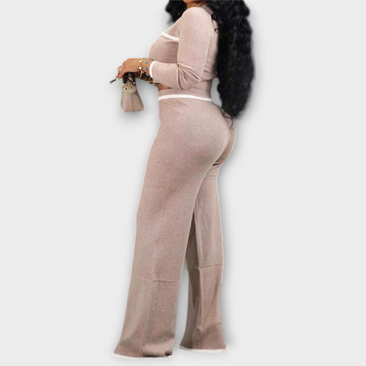 Ava - Ribbed V-Neck 2-Piece Lounge Set