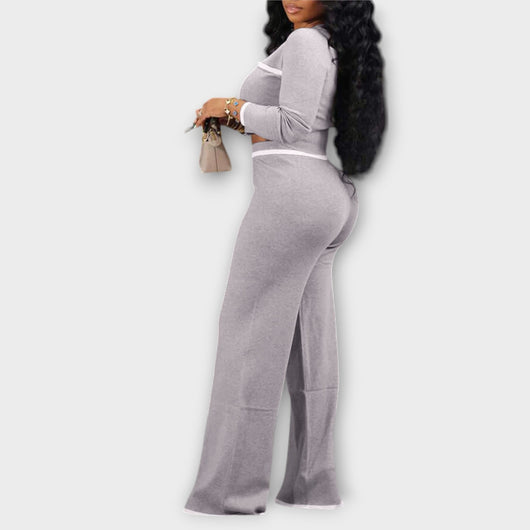 Ava - Ribbed V-Neck 2-Piece Lounge Set