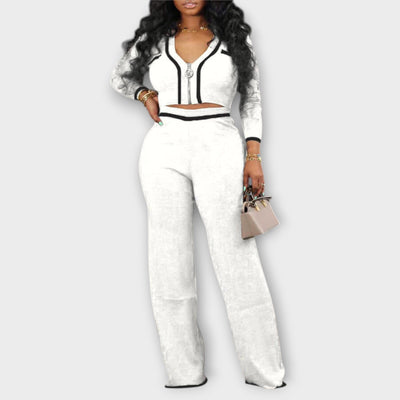 Ava - Ribbed V-Neck 2-Piece Lounge Set