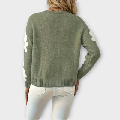Silke - Soft Knit Sweater with Floral Design