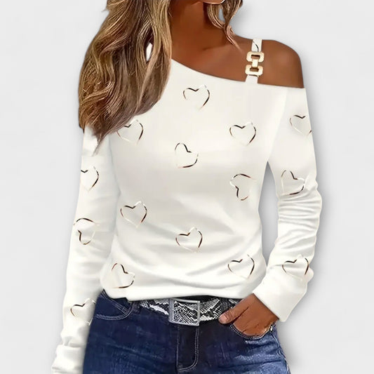 Evelyn – Casual Long-Sleeved T-Shirt with Heart Print