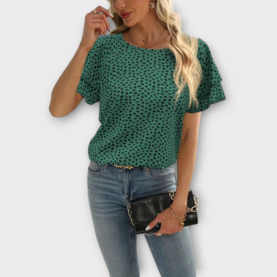 Samantha – Blouse with Ruffle Details and Round Neck