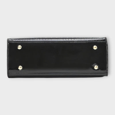 Lora. - Glossy Crocodile Pattern Handbag