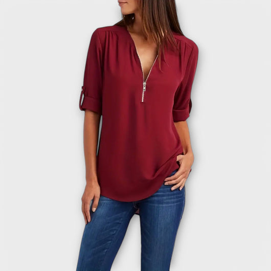 Olivia – The Relaxed V-Neck Blouse