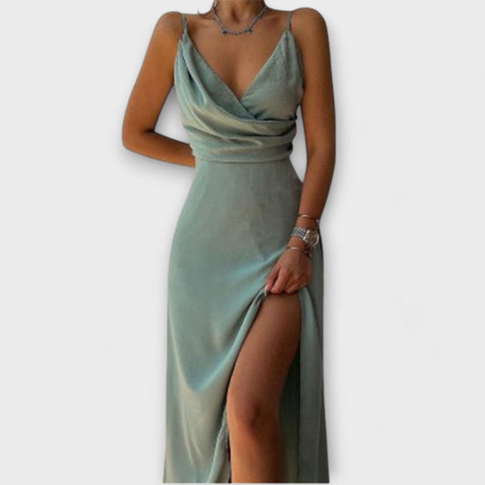 Elegant V-Neck Spaghetti Strap Evening Dress