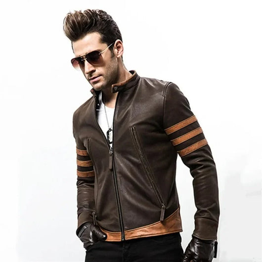 Elegant Striped Leather Jacket