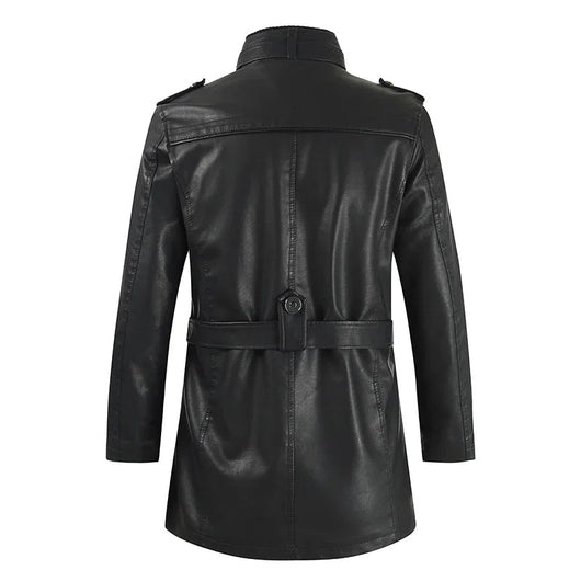 Elegant Long Leather Biker Jacket